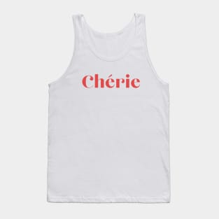 Cherie French Lover Darling Sweetie Pink and Red Design Tank Top